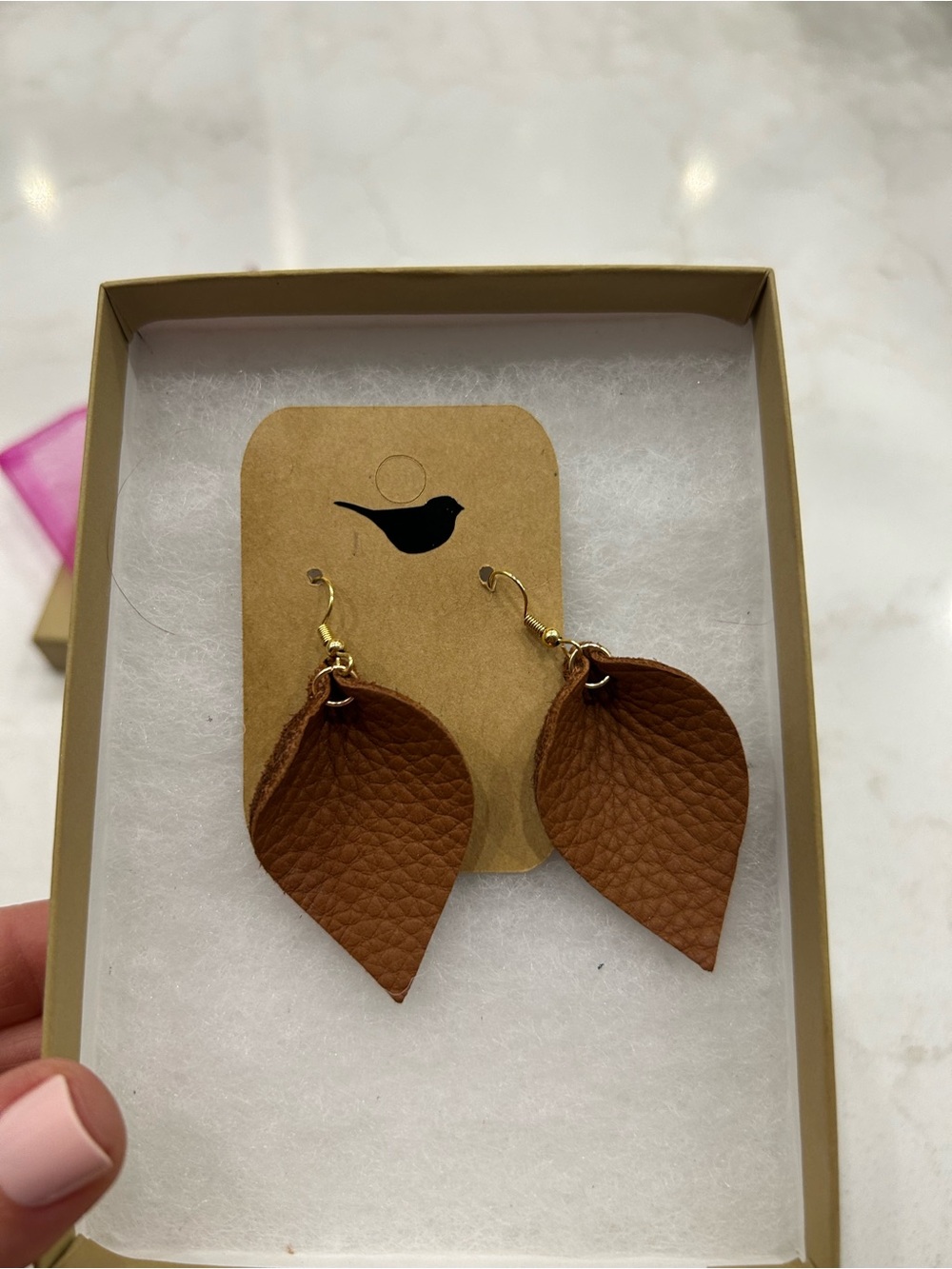 New! Brown Leather Leaf Drop Earrings - Women Jewelry 🤎